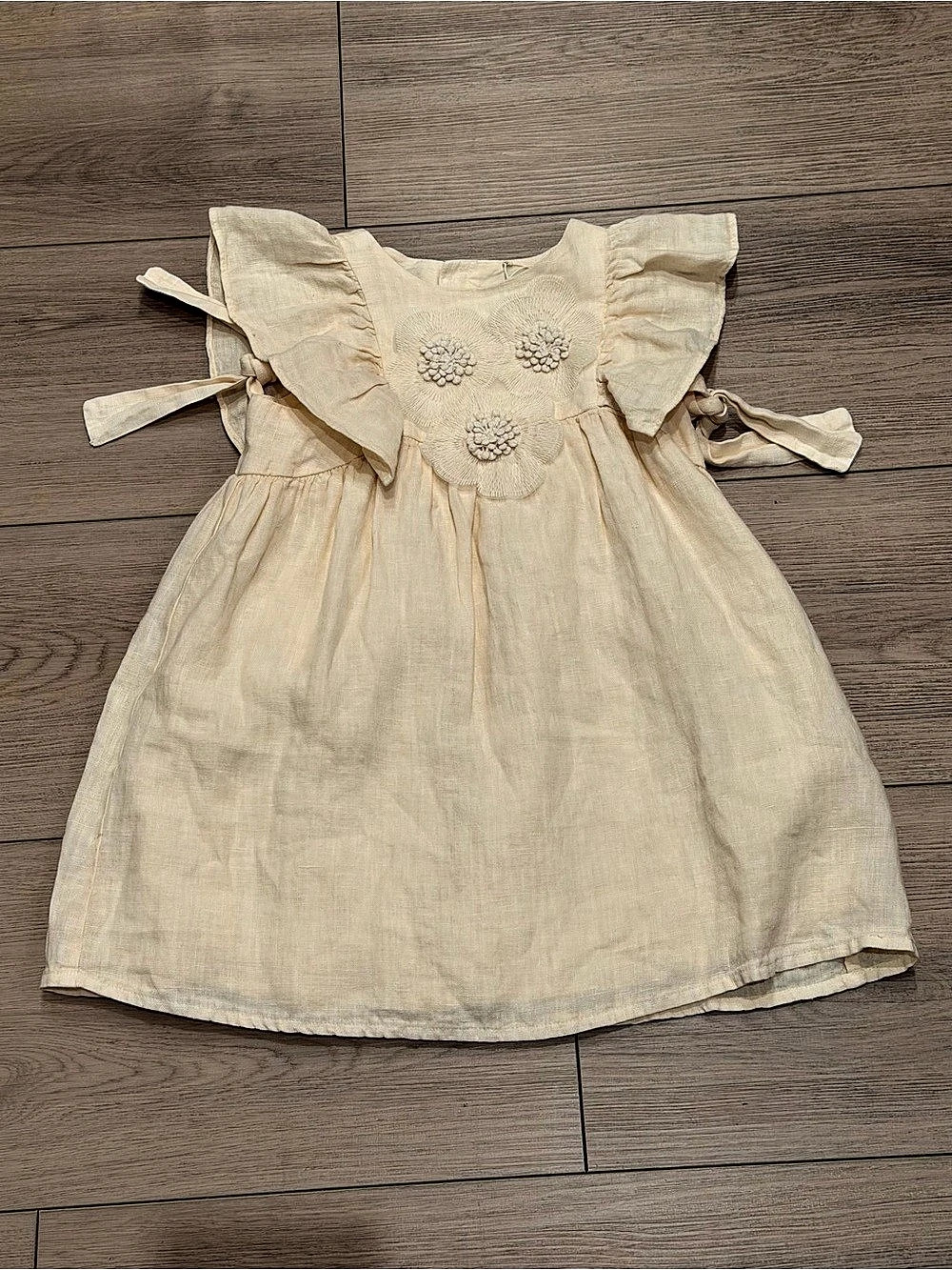 Zara Floral Embroidered Linen Dress Girls Size 5 Linen Floral Dress